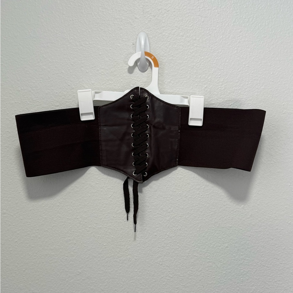 Brown Lace-Up Corset Belt Size Large